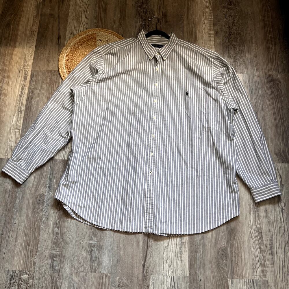RALPH LAUREN Pony Striped Button Down Mens Long Sleeve Shirt-4XLT